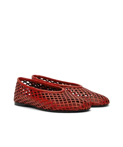 Proenza Schouler Tee Perforated Leather Ballerina Flats In Red