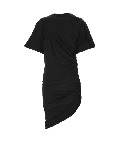 Mugler Draped Cotton Blend Jersey Mini Dress In Black