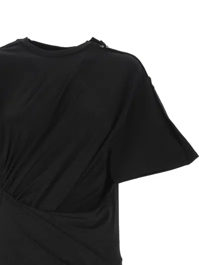 Mugler Draped Cotton Blend Jersey Mini Dress In Black