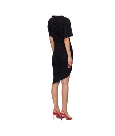 Mugler Draped Cotton Blend Jersey Mini Dress In Black