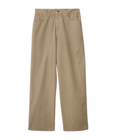 Burberry Men's Washed Twill Trousers In Quill