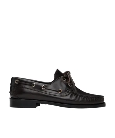 Aeyde Harris Polished Stitched Bow Loafers In Black