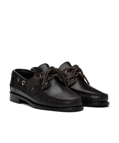 Aeyde Harris Polished Stitched Bow Loafers In Black