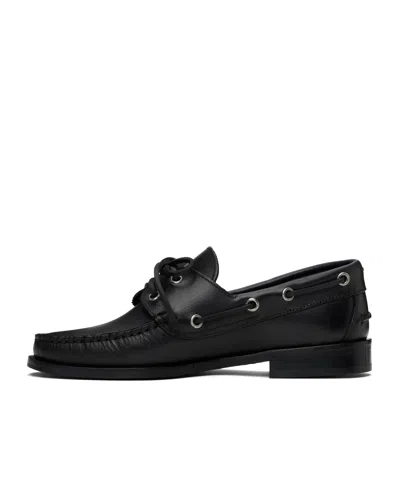 Aeyde Harris Polished Stitched Bow Loafers In Black