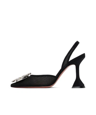 Amina Muaddi Begum Mesh Sling 95 Heels In Black