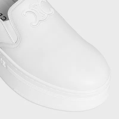 Celine Block Wedge Mule In Calfskin And Textile With  Jacquard In Fluorescent White/black