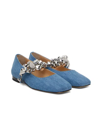 Machmach Square Toe Ballet Flats In Blue