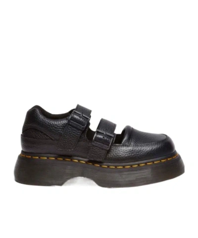 Dr. Martens Black Buzz Milled Nappa Leather Mary Jane Loafers In Black Milled Nappa