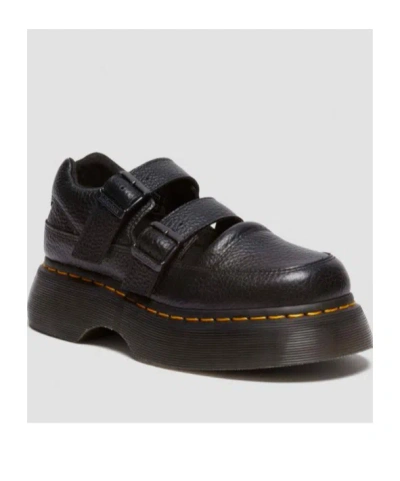 Dr. Martens Black Buzz Milled Nappa Leather Mary Jane Loafers In Black Milled Nappa
