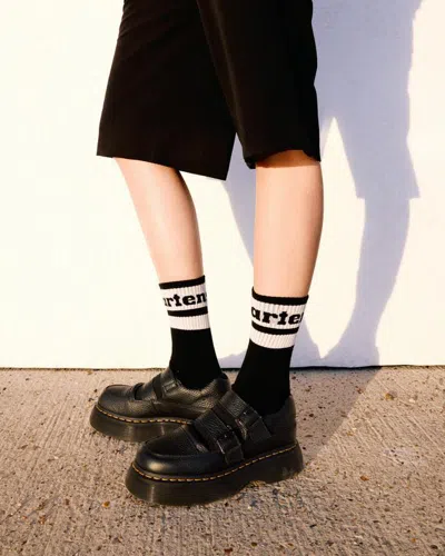 Dr. Martens Black Buzz Milled Nappa Leather Mary Jane Loafers In Black Milled Nappa