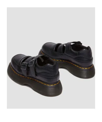 Dr. Martens Black Buzz Milled Nappa Leather Mary Jane Loafers In Black Milled Nappa