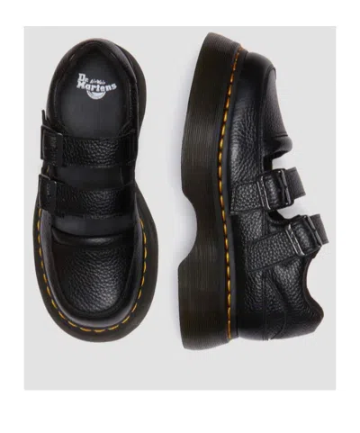 Dr. Martens Black Buzz Milled Nappa Leather Mary Jane Loafers In Black Milled Nappa