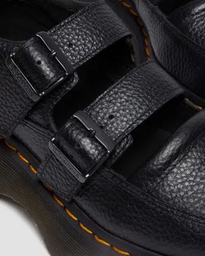 Dr. Martens Black Buzz Milled Nappa Leather Mary Jane Loafers In Black Milled Nappa