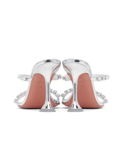 Amina Muaddi Womens Other Gilda Crystal-embellished Leather Heeled Mules In Silver