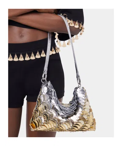 Rabanne Paco Leather Bag In Gold/silver