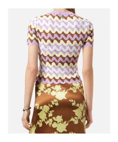 Versace Knitwear With Crewneck And Scalloped Edges In Purple