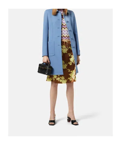 Versace Knitwear With Crewneck And Scalloped Edges In Purple