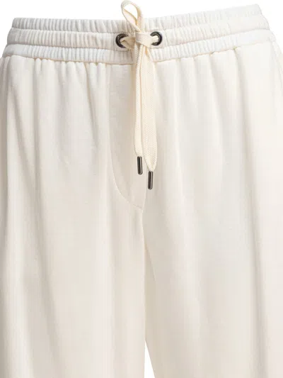 Brunello Cucinelli Tailored Trousers With Side Stripe Detail In White