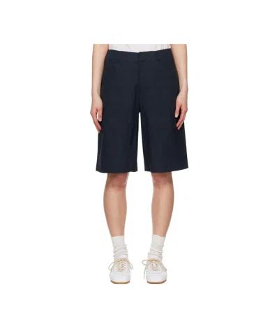Rag & Bone Navy Banks Linen-blend Shorts In Navy Blue