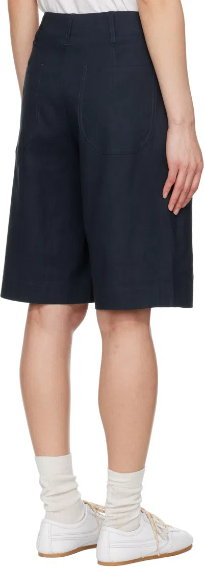 Rag & Bone Navy Banks Linen-blend Shorts In Navy Blue