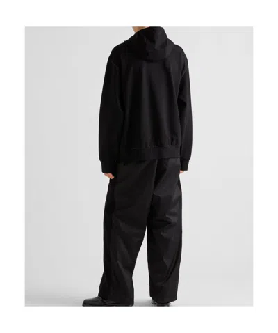 Prada Technical Half-zip Hoodie In Black