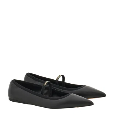 Ferragamo Sofia Wraparound Leather Ballet Flats In Black