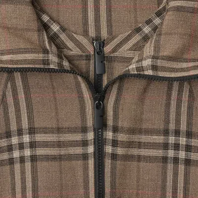 Burberry Half-zip Jacket With Check Pattern In Silk Blend In Brush