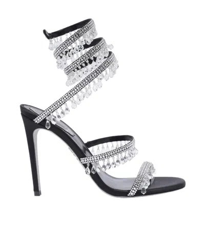 René Caovilla Chandelier 105 Rhinestone Embellished Sandals In Black