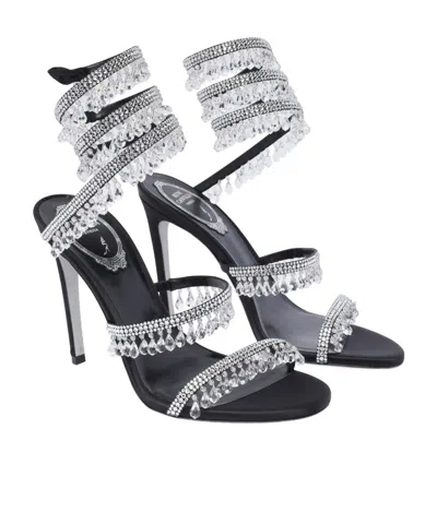 René Caovilla Chandelier 105 Rhinestone Embellished Sandals In Black