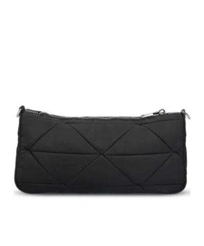 Prada Enamel Triangle-logo Shoulder Bag In Black
