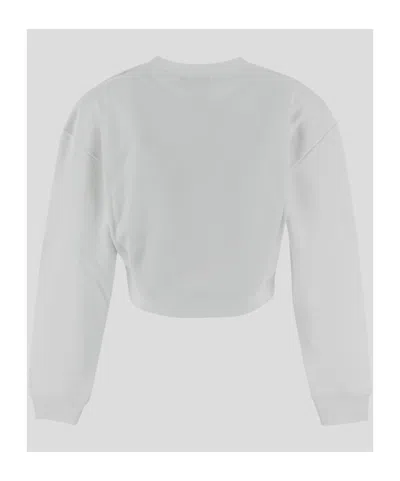 Balmain Cropped Sweatshirt With Logo Print And Buttons In Gray