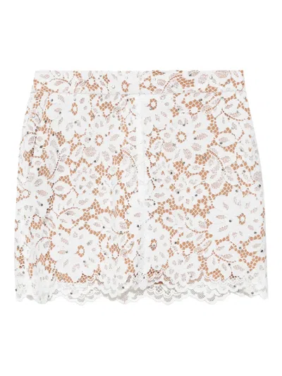 Michael Michael Kors Floral Lace Mini Skirt In 白色