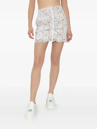 Michael Michael Kors Floral Lace Mini Skirt In 白色