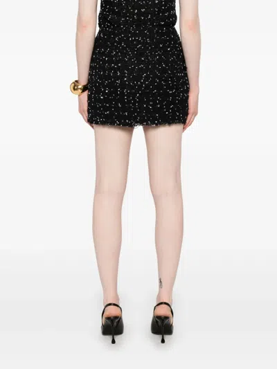 Balmain Polka Dot Tweed Mini Skirt In Black