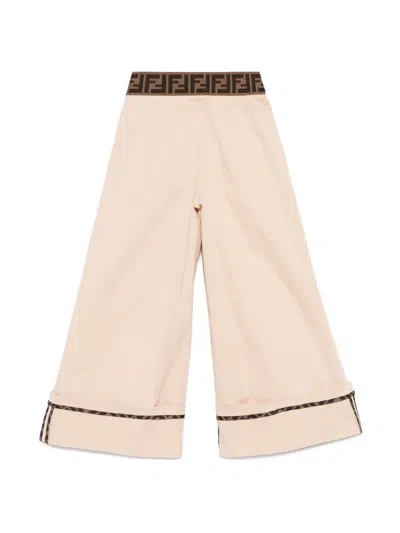 Fendi Logo-waistband Trousers In 中性色