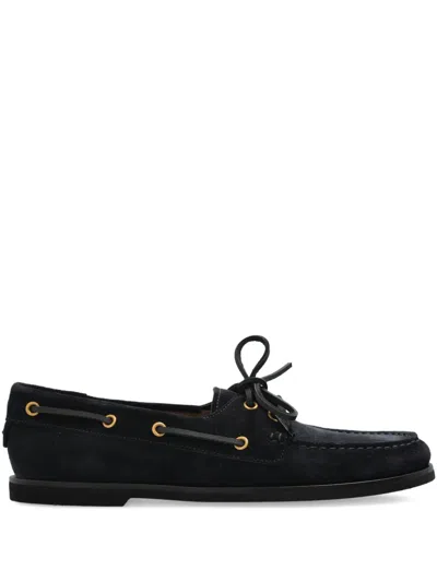 Gianvito Rossi Vandèe Suede Boat Shoes In Black