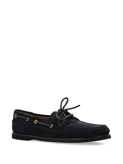 Gianvito Rossi Vandèe Suede Boat Shoes In Black