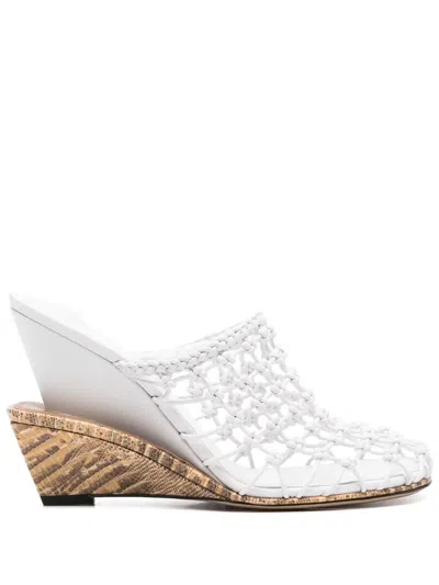 Jacquemus Les Doubles Snake-print Tresses Wedge Mules In White