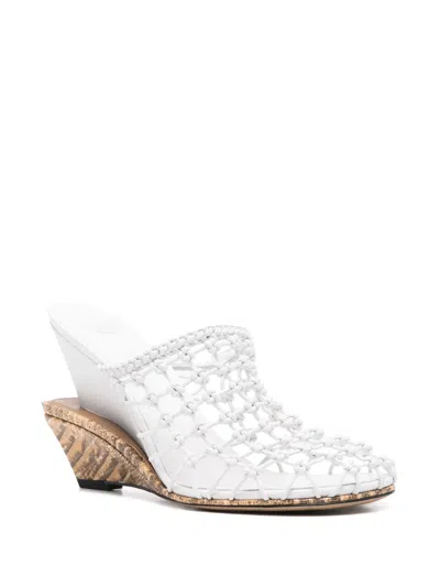 Jacquemus Les Doubles Snake-print Tresses Wedge Mules In White