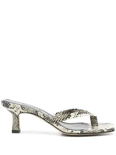 Aeyde 55mm Wilma Snake Printed Leather Sandals In 中性色