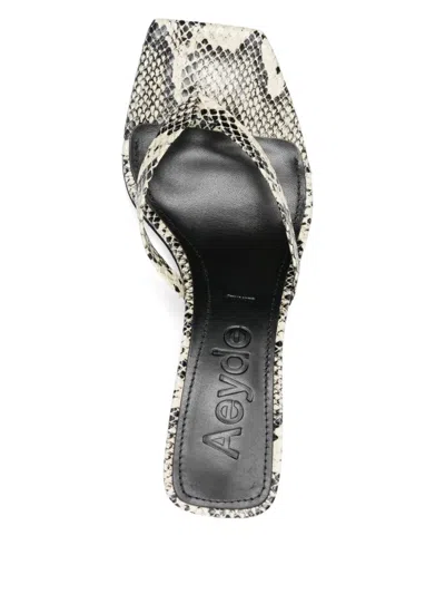 Aeyde 55mm Wilma Snake Printed Leather Sandals In 中性色