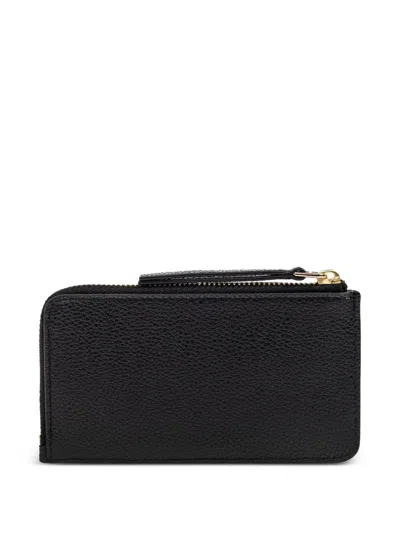 Tory Burch Robinson Pebbled Zip Cardholder In Black