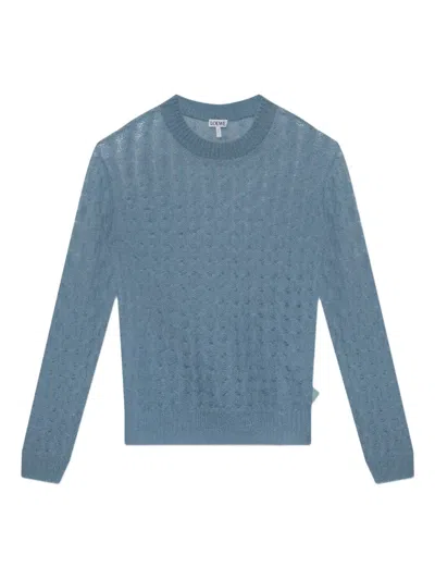 Loewe Sky Blue Perforated Sweater In Mohair Blend