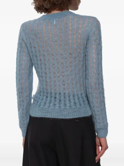 Loewe Sky Blue Perforated Sweater In Mohair Blend