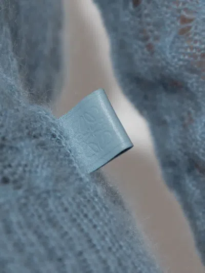 Loewe Sky Blue Perforated Sweater In Mohair Blend