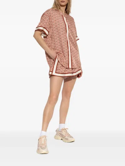 Lacoste Women's Oversized Monogram Print Shirt - 44 In Pink