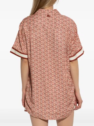 Lacoste Women's Oversized Monogram Print Shirt - 44 In Pink