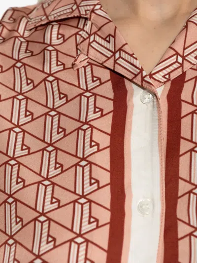 Lacoste Women's Oversized Monogram Print Shirt - 44 In Pink