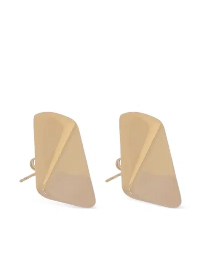 Federica Tosi Triangular Golden Earrings With Glossy Finish In Gold