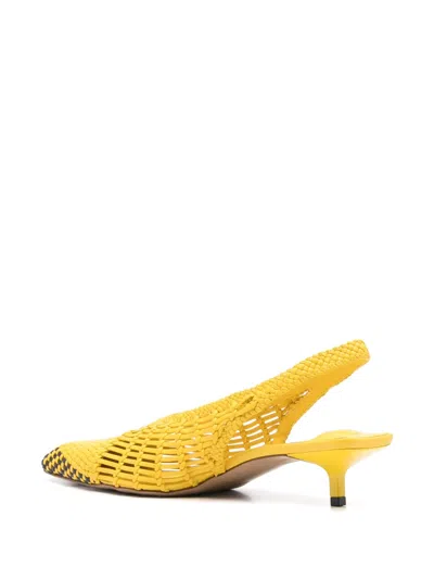 Jacquemus Woven Slingback Shoes With Pointed Toe In Yellow